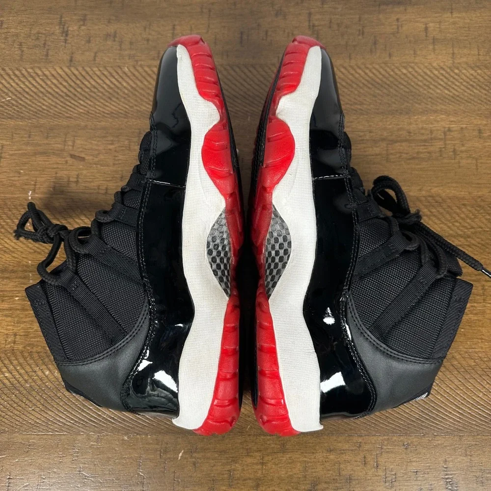 Jordan XI Bred Shoes Mens 10.5 Black Red 11 Retro Patent Leather 2001 Box + Card